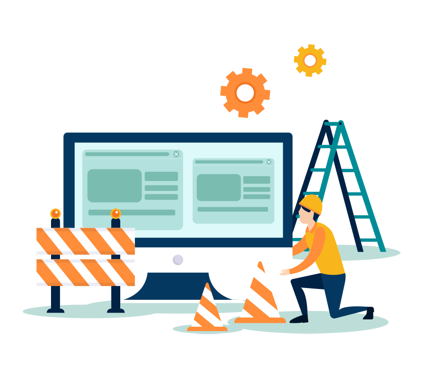 Vista ilustrativa de un sitio web en Actualización